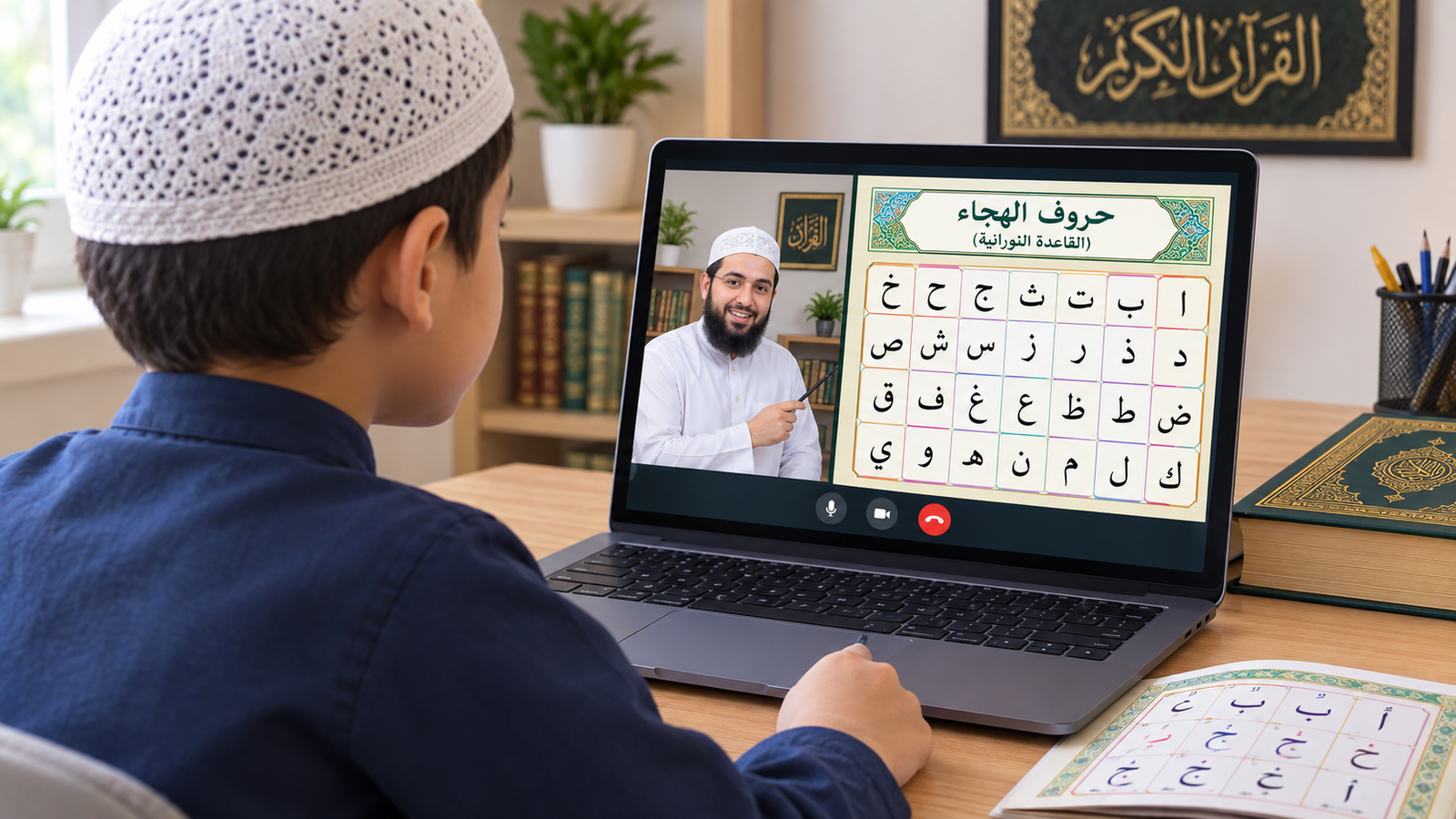 Beginner learning Quran Arabic letters online