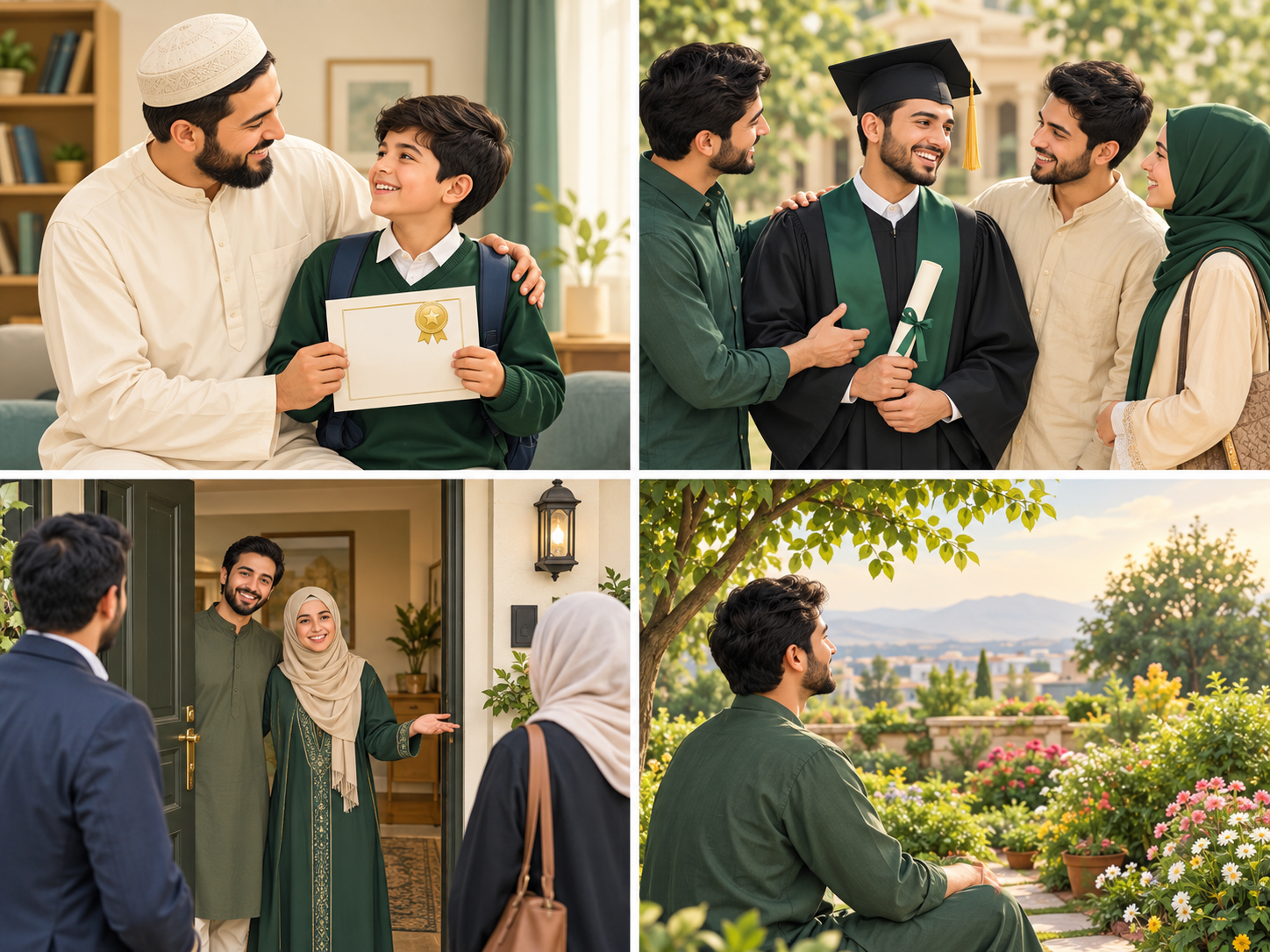 Illustrations of family, achievement, and a new home as examples of occasions to pray for blessing.